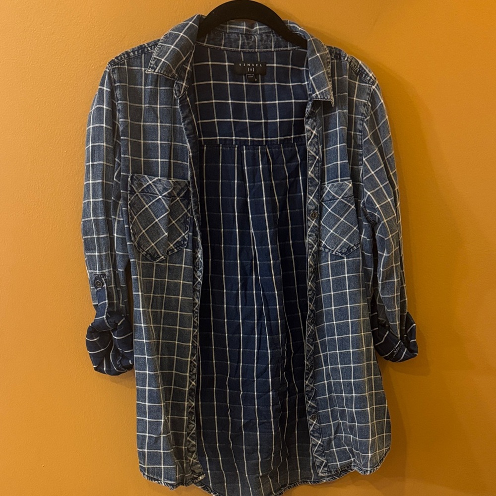 Tinsel Navy Checkered Shirt